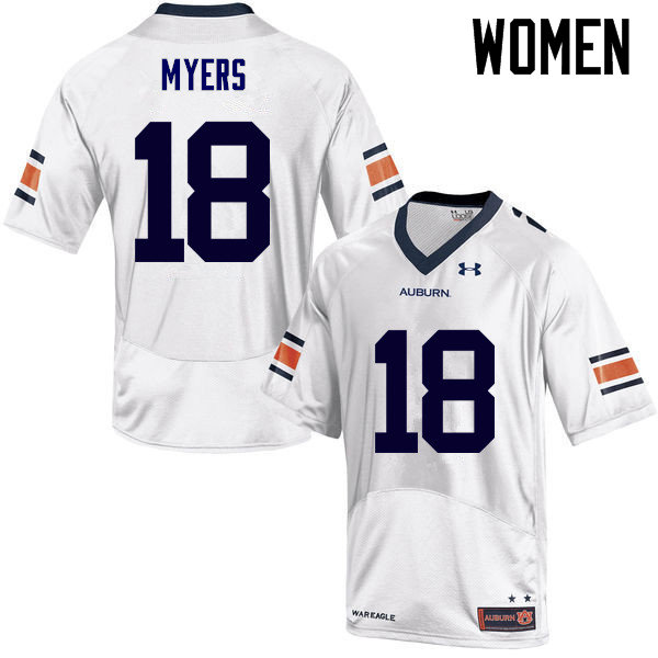 Women's Auburn Tigers #18 Jayvaughn Myers White College Stitched Football Jersey